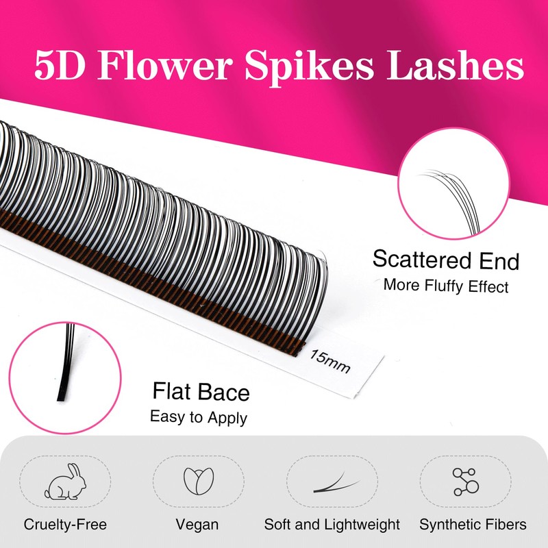 Lash Spikes Matte Black 5D Spikes Lash Extensions Natural Look