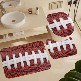 MEIKKO American Football 4Pcs Shower Curtain Sets with Non-Slip Rugs,Toilet Lid Cover and Bath Mat,Waterproof Shower Curtains Bathroom Decor Set Home Decor