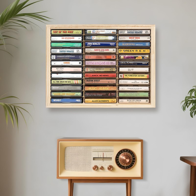 Waratah Designs Cassette Tape Storage Rack, 36-slot Wood Cassette Tape