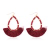 Bohemian Silky Thread Tassel Strand Fringe Statement Hoop Earrings -