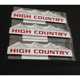 Yoaoo 3pack Chrome High Country Emblem Badges Door Tailgate 3D Nameplate Compatible with Silverado 1500 2500Hd Sierra 3500Hd OEM Red