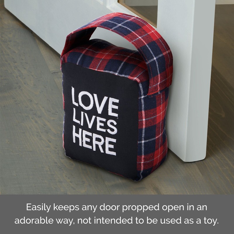 Elements Plaid Love Lives Here Weighted Fabric Door Stopper, Polyester