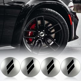 INUBOXES 63mm=2.5 inches-Slash Wheel Center Cap Covers Hub Cap Emblem Badge Compatible with Jeep & Chrysler & Dodge Charger Challenger Durango Dart (Silver-Black)