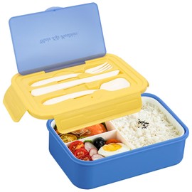 OVBOVA Lunch Box, Bento Boxes, Children's Lunch Box with 3 Compartments, 1100 ml, Leak-Proof Lunch Box, Bento Box Lunch Boxes with Cutlery Set, Food Box, Lunch Box, Breakfast Box for Children and