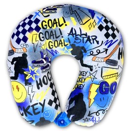 iscream + Corey Paige Designs Silky Fleece 12" Neck Support Pillow - Play Hockey