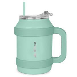 HIKEO Termo de Acero Inoxidable de Doble Pared Extra Grande 1.5 Litros, Vaso Térmico con Popote y Tapa Hermética. Mantiene Bebidas Frías Hasta 10 Horas y Calientes 8 Horas, para Agua, Café y más