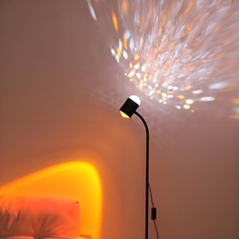 Sunset projection floor lamp, dual head sunset lamp with water ripple vertical Floor light, replaceable filter 360 ° rotating LED Atmosphere lights 3 color color changing living room sunset floor lamp
