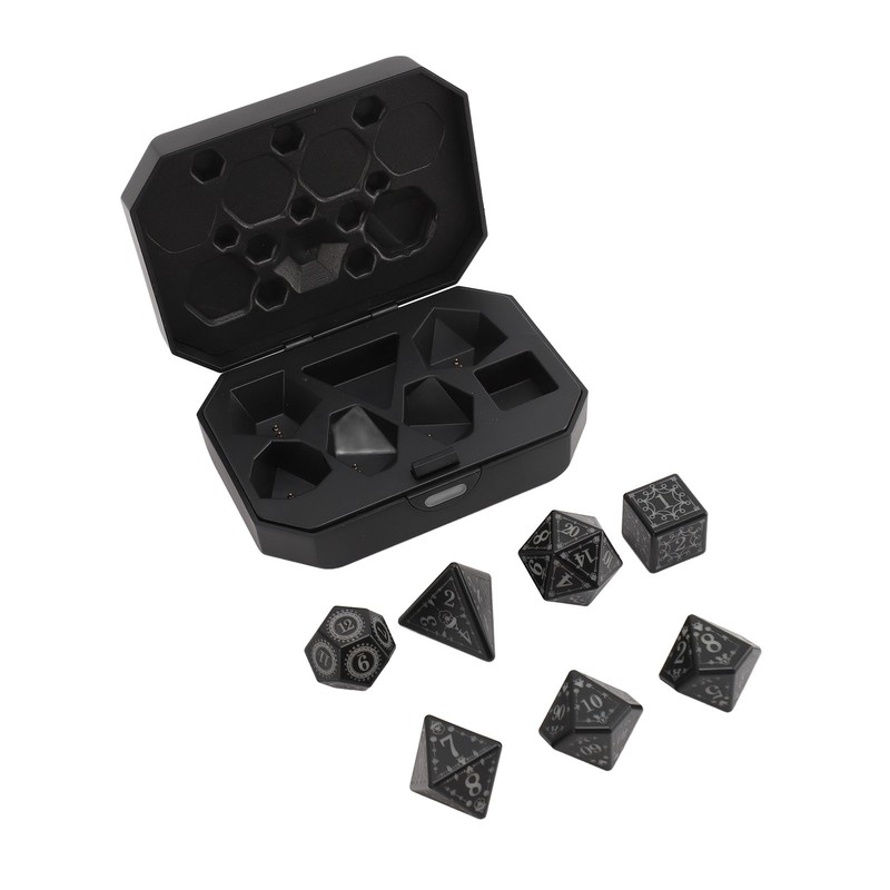 7pcs Light Up LED Dice Set Glowing Polyhedral Dice with