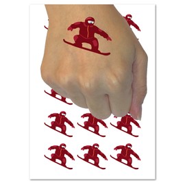 Snowboarder Jumping Extreme Winter Sports Temporary Tattoo Water Resistant Fake Body Art Set Collection - 54 1" Tattoos (1 Sheet)