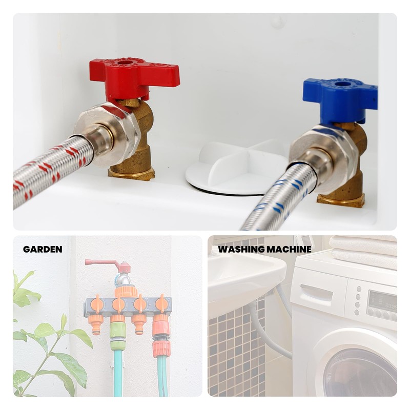 Watflow 3/4"Fittings,1Ft Washing Machine Y Mixer Hose with Octagonal Wrench,