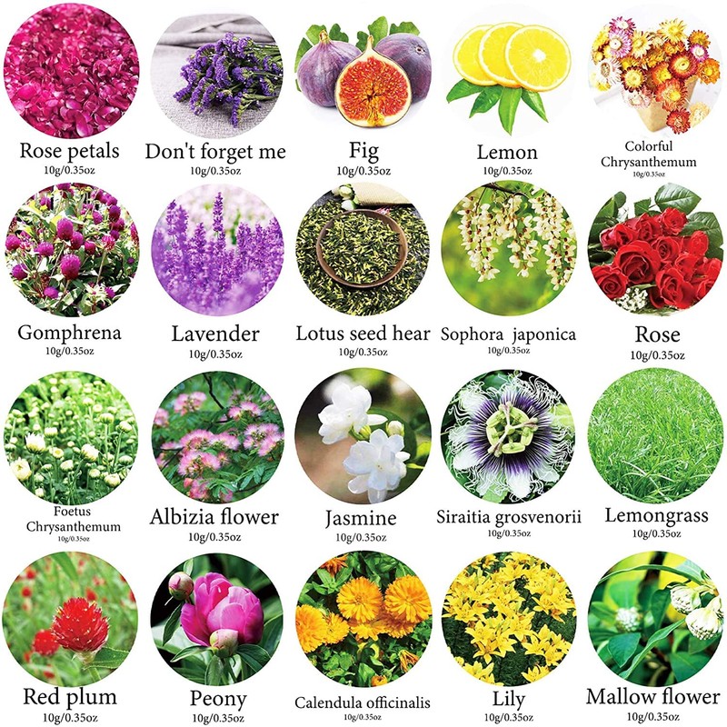 20 Bags Dried Flowers,100% Natural Dried Flowers Herbs Kit for