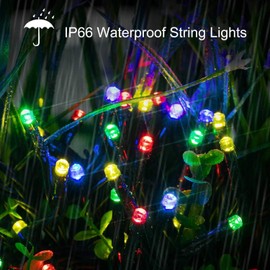 Brightown Extra-Long Solar Christmas Lights Outdoor, 2 Pack Each 72Ft 200LED Solar String Lights, 8 Modes Green Wire Twinkle Lights Waterproof for Xmas Tree Garden Yard Wedding Party Decor, Multicolor