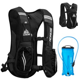 Azarxis Hydration Running Vest Backpack Pack 5.5L for Women and Men Jogging Trail Race Marathon Cycling Hiking (Black with 2L Water Bladder)