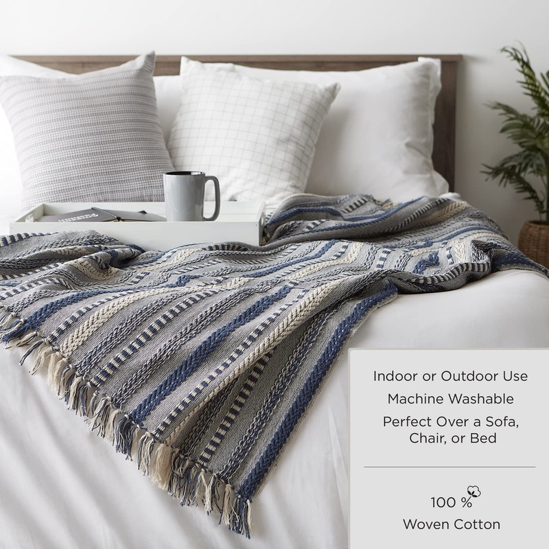 DII Chevron Hand Woven Cotton Throw Collection 50 x 60