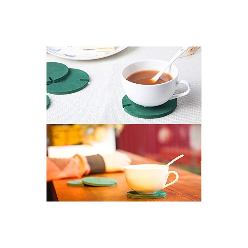 Drhob Flee 6-Piece Green Coaster Set with Flower Pot Shaped