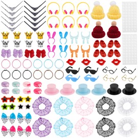 YAORISE 100Pcs Cute Rubber Duck Accessories to wear, Mini DIY Accessories for 2in Rubber Duck Decoration, Various Style - Hats Glasses Earphones Necklaces Crowns Bow Ties