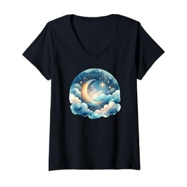 Womens Cosmic Starlight Celestial Art V-Neck T-Shirt