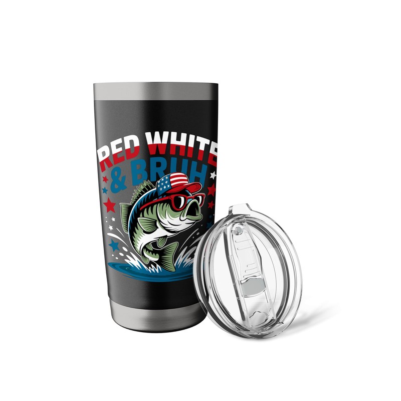 Funny Patriotic Fishing Red White & Bruh For 4th Of