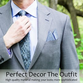 MANSPHIL Light Blue Diamonds Pocket Square for Men, 100% Silk Handkerchiefs for Tuxedo Suit, Wedding, Proms