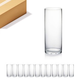 WGVI Quality Thick Weighted Clear Cylinder Glass Vases, 4"W x 10"H, Flower Arrangement Floating Candle Holders Wedding Centerpieces Terrarium Planter Floral Storage Container, Bulk Wholesale, 12 Pcs