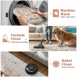 TOPICK Machine Washable Doormat 60x90cm Indoor Entryway Entrance Mat Vintage Taupe Multi Floral Print Carpet Anti Slip Floor Foldable Thin Rug Kitchen Bathroom Living Room Bedroom