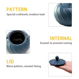 Tea Kettle, TOPTIER Japanese Cast Iron Teapot with Stainless Steel Infuser, Cast Iron Tea Kettle for Stove Top, Wave Design Teapot Coated with Enameled Interior for 30 Ounce (900 ml), Navy Blue