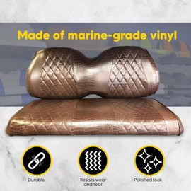 Club CAR Precedent Front & Rear Golf Cart Seat Covers Diamond Stitching (Brown Gator)