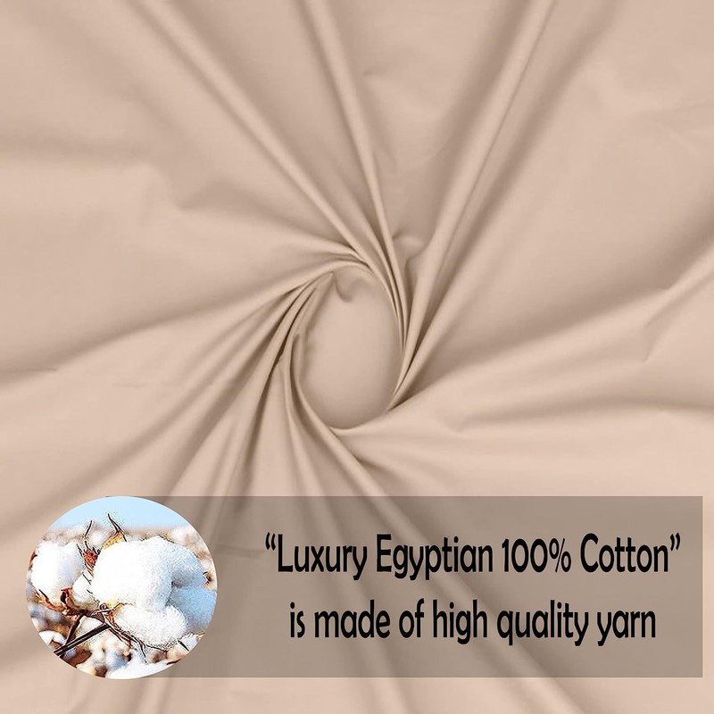 APEX FURNISHINGS Double Fitted Sheet, Beige, 100% Egyptian Cotton deep