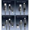 240W 4-in-1 Coiled Fast Charging Cable with LED Display, USB-A