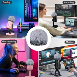 Pop Filter/Windscreen Muff for Blue Yeti and Yeti Pro Microphones, Furry Mic Cover Foam, Gaming Mic Pop Filter Isolation Windshield for Yeti X/Nano/AM8/Solocast/K66 and More USB Mics