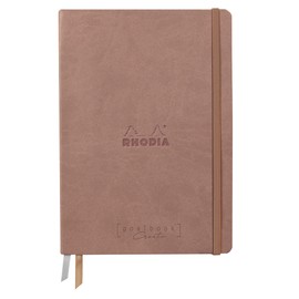 RHODIA 194154C - Rigid Notebook Bullet Journal Goalbook Creation Bois de Rose - A5 15.5x21x2 cm - 100 pages Clairefontaine Paper Lavis Technique Plain White 200 g/m - 2 Ribbons - Faux Leather Cover