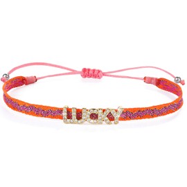 KELITCH Women Friendship Bracelets Star Charm Bracelets Stack Silk Adjustable Bracelets Colorful Rope Strand Bracelets
