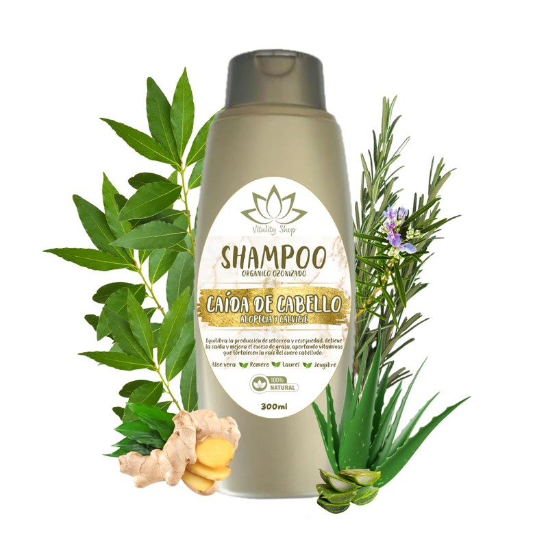 Shampoo Orgánico Ozonizado De Romero y Aloe Vera y Vitamina