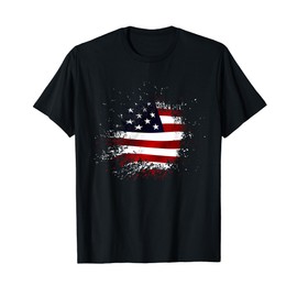 American Flag USA America T-Shirt, black