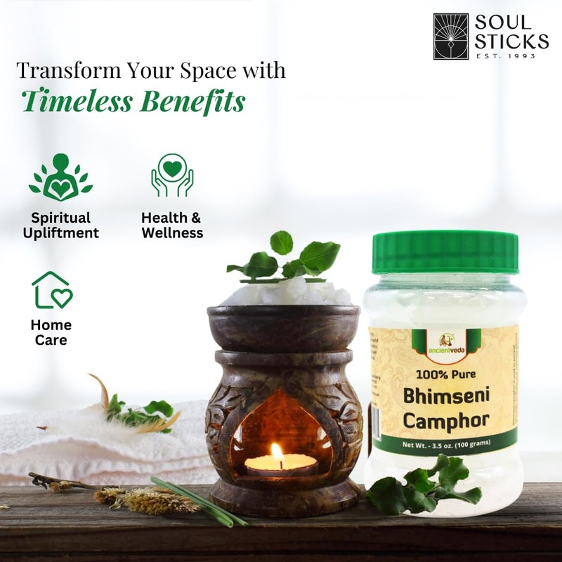 ANCIENT VEDA 100% Pure Natural Bhimseni Camphor Tablet | Aromatherapy