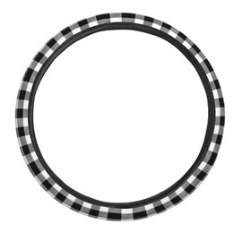 Buyidec Black White Buffalo Plaid Check Steering Wheel Covers Anti Slip Elasticity Car Accessories Steering Wheel Protector Universal 15 Inch for Cars SUV Vehicle Truck