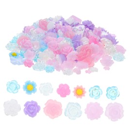Beavorty 3 Pack Resin Flower Nail Art Decorations False Nails Accessories Rhinestones DIY Manicure Supplies Compact