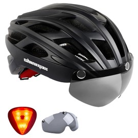 Shinmax Bike Helmet, CPSC/CPC Bike Helmet for Adult Men Women with Magnetic Goggles&Led Back Light Cycling Helmet Adjustable SM-T69
