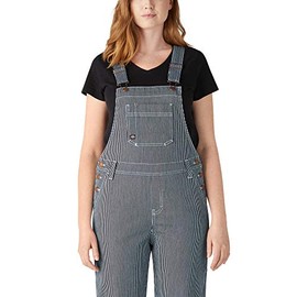 Dickies Women's Hickory Stripe Boyfriend Bib Overalls, Stonewashed Hic