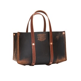 Woodman's Pal Buffalo Leather Tote Tool Bag For Hand Tools, Gardening, Outdoorsmen, Heavy Duty Premium Storage Leather Organizer - USA (Crazy Horse Black)