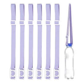 PATIKIL 2.5CM Water Bottle Lanyard, 6 Pcs Adjustable Holder Shoulder Strap with White Ring Buckle Carrier Clips for Hiking Walking Outdoor, Purple
