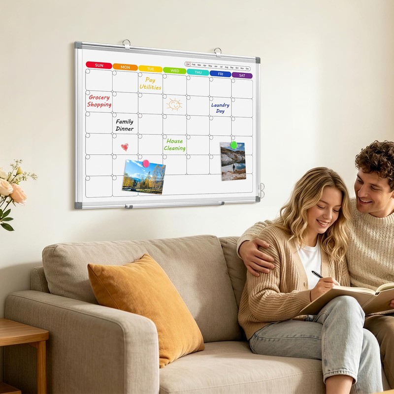 DOLLAR BOSS 24'' x 18'' Magnetic Whiteboard Calendar for wall,