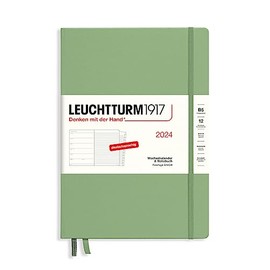 LEUCHTTURM1917 367759 Weekly Calendar & Notebook Composition (B5) 2024, with Extra Book for Addresses and Anniversaries, Sage, German, 12 Months