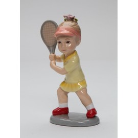 Cosmos Gifts Fine Porcelain Girl Tennis Player Playing Tennis Figurine, 4-5/8" H