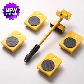 새로운 헤비 듀티 가구 리프터 발동기 롤러 휠 바 이동 장치 리프팅 도우미 운송 도구 [01 yellow 5pcs a set] New Heavy Duty Furniture Lifter Motor Roller Wheel Bar Moving Device Lifting Helper Transport Tool [01 yellow 5pcs a set]