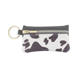 Flower Ring Smart Key Pouch Cow Pattern x Heart Motif GKP0024-BK (Black)