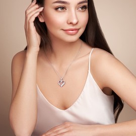 AM ANNIS MUNN 925 Sterling Silver Heart Necklace, Generations Gifts from Grandma, Birthday Gifts for Granddaughter