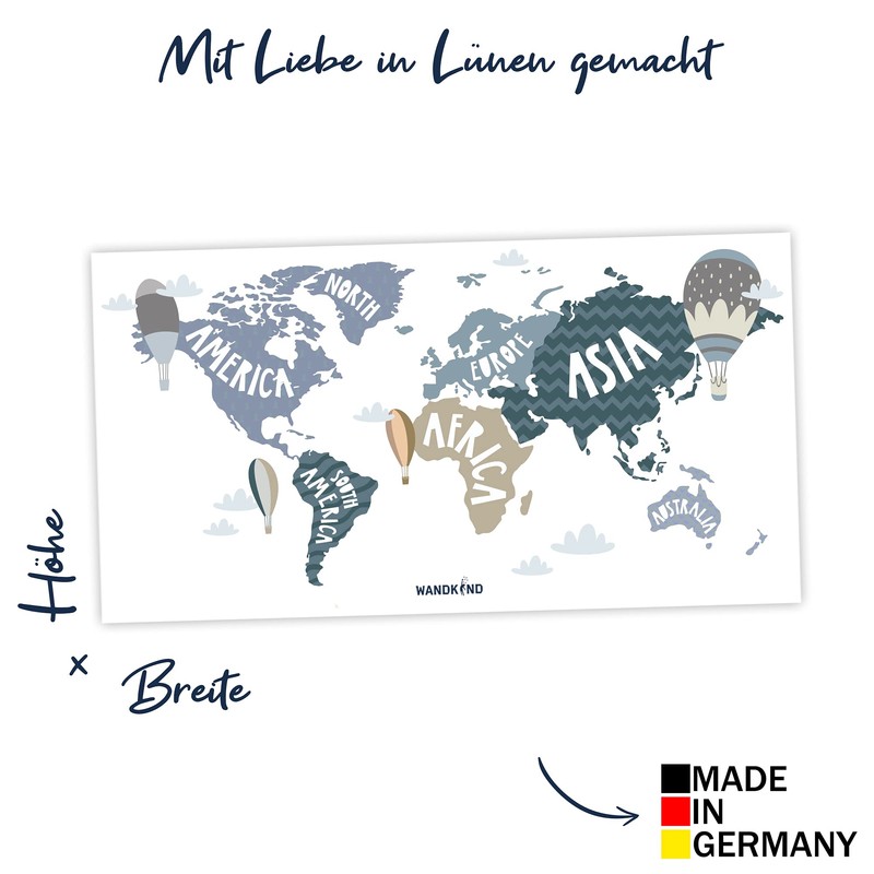 World Map Wall Sticker Set V248 | Hand-Drawn | Sticker