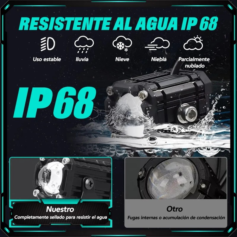 2 Faros Luces Led Auxiliares 4 Modos Lupa Para Moto