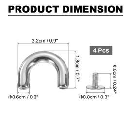 sourcing map 4Pcs Metal D-Ring Connector Buckles, Alloy Arch Bridge D-Ring Buckles Chain Strap Connector with Screws for Leather Crafts (Grey, 0.6 x 0.2 Inch)